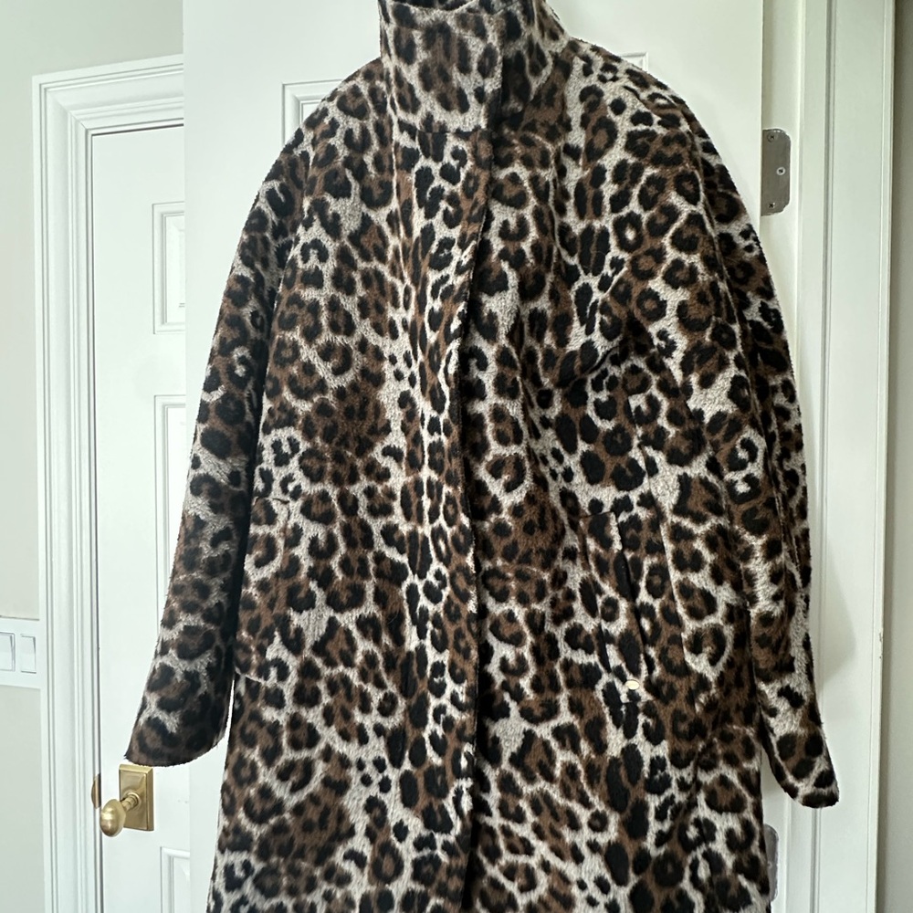 Ellen Tracy Brown Leopard Teddy Jacket